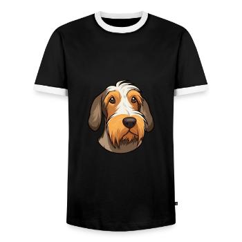 Chien de chasse à poil dur d’Istrie race de chien Cartoon Kawaii - T-shirt contrasté Homme - noir/blanc - Devant - AI Model Female 172 light (172cm) & AI Model Male 178 light (178cm)