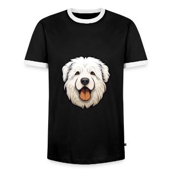 Himalaya-Schäferhund Hunderasse Karikatur Kawaii Illust - Männer Kontrast-T-Shirt - Schwarz/Weiß - Vorne - AI Model Female 172 light (172cm) & AI Model Male 178 light (178cm)