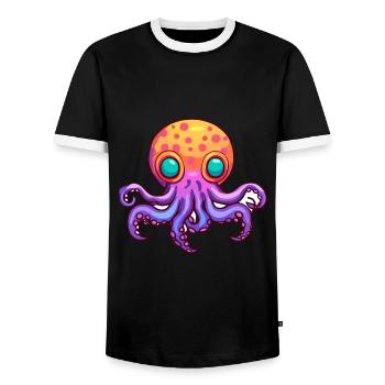Oktopus Buntes Aquarell Cartoon Kawaii Tier - Männer Kontrast-T-Shirt - Schwarz/Weiß - Vorne - AI Model Female 172 light (172cm) & AI Model Male 178 light (178cm)