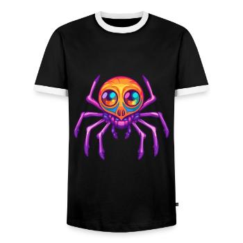 Spinne buntes Aquarell Cartoon Kawaii Tier - Männer Kontrast-T-Shirt - Schwarz/Weiß - Vorne - AI Model Female 172 light (172cm) & AI Model Male 178 light (178cm)