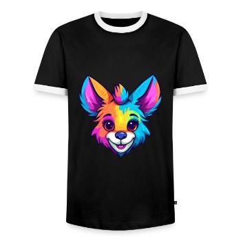 Aardwolf Aquarelle Colorée Dessin Animé Kawaii Animal - T-shirt contrasté Homme - noir/blanc - Devant - AI Model Female 172 light (172cm) & AI Model Male 178 light (178cm)