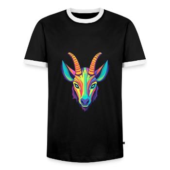 Oryx coloré aquarelle dessin animé Kawaii Animal - T-shirt contrasté Homme - noir/blanc - Devant - AI Model Female 172 light (172cm) & AI Model Male 178 light (178cm)