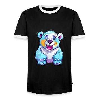 Ours Polaire Aquarelle Colorée Dessin Animé Kawaii Anim - T-shirt contrasté Homme - noir/blanc - Devant - AI Model Female 172 light (172cm) & AI Model Male 178 light (178cm)