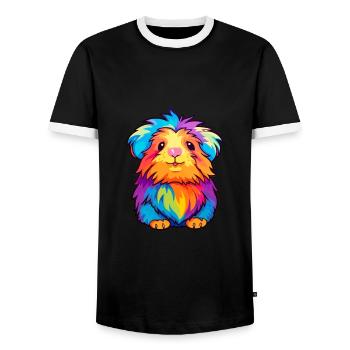 Cochon d’Inde Aquarelle Colorée Dessin Animé Kawaii Anim - T-shirt contrasté Homme - noir/blanc - Devant - AI Model Female 172 light (172cm) & AI Model Male 178 light (178cm)