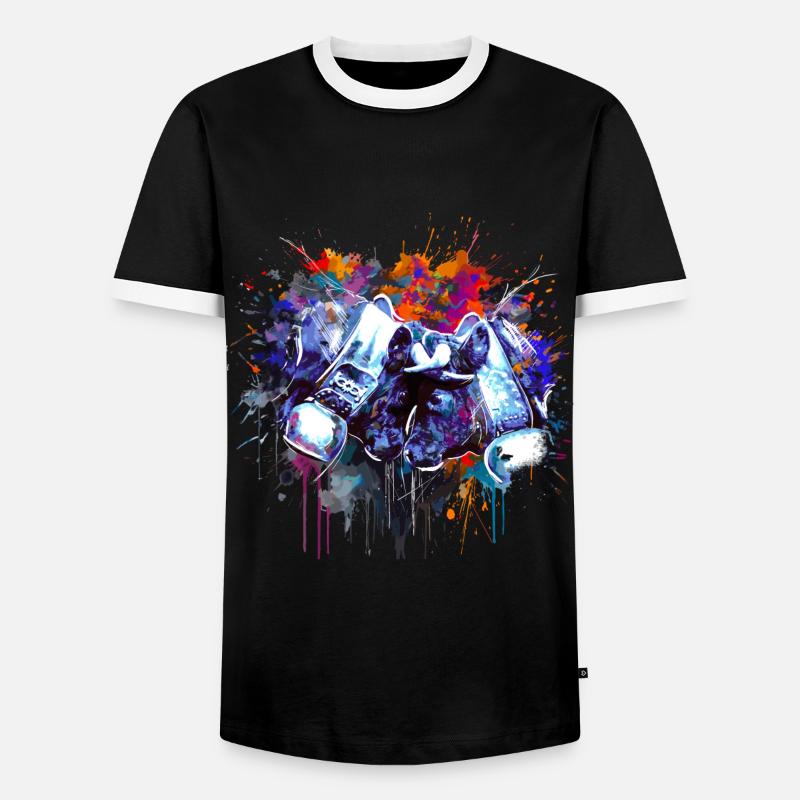 Kampfkuh, Schweizer Walliser Herdenskuh - Männer Kontrast-T-Shirt - Schwarz/Weiß