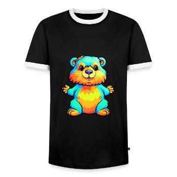 Biber buntes Aquarell Cartoon Kawaii Tier - Männer Kontrast-T-Shirt - Schwarz/Weiß - Vorne - AI Model Female 172 light (172cm) & AI Model Male 178 light (178cm)