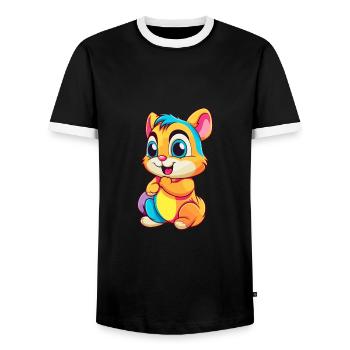 Chipmunk Buntes Aquarell Cartoon Kawaii Tier - Männer Kontrast-T-Shirt - Schwarz/Weiß - Vorne - AI Model Female 172 light (172cm) & AI Model Male 178 light (178cm)