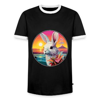 Hase buntes Aquarell Cartoon Kawaii Tier - Männer Kontrast-T-Shirt - Schwarz/Weiß - Vorne - AI Model Female 172 light (172cm) & AI Model Male 178 light (178cm)