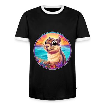 Chipmunk Buntes Aquarell Cartoon Kawaii Tier - Männer Kontrast-T-Shirt - Schwarz/Weiß - Vorne - AI Model Female 172 light (172cm) & AI Model Male 178 light (178cm)