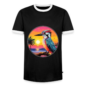 Pic Aquarelle Colorée Dessin Animé Kawaii Pet - T-shirt contrasté Homme - noir/blanc - Devant - AI Model Female 172 light (172cm) & AI Model Male 178 light (178cm)