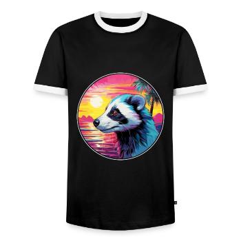 Skunk Coloré Aquarelle Dessin Animé Kawaii Animal - T-shirt contrasté Homme - noir/blanc - Devant - AI Model Female 172 light (172cm) & AI Model Male 178 light (178cm)