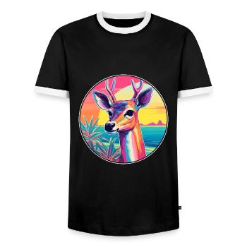 Impala Buntes Aquarell Cartoon Kawaii Tier - Männer Kontrast-T-Shirt - Schwarz/Weiß - Vorne - AI Model Female 172 light (172cm) & AI Model Male 178 light (178cm)