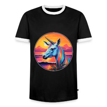 Oryx coloré aquarelle dessin animé Kawaii Animal - T-shirt contrasté Homme - noir/blanc - Devant - AI Model Female 172 light (172cm) & AI Model Male 178 light (178cm)