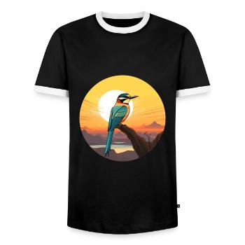 Bee Eater Colorful Watercolor Cartoon Kawaii Pet - Men's Ringer Shirt - black/white - Front - AI Model Female 172 light (172cm) & AI Model Male 178 light (178cm)