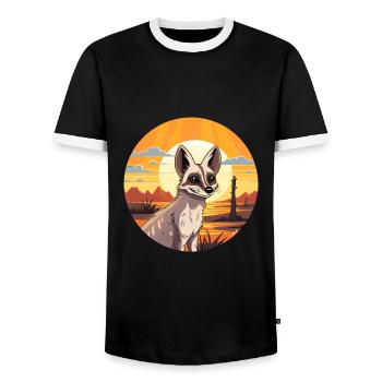 Aardwolf Aquarelle Colorée Dessin Animé Kawaii Animal - T-shirt contrasté Homme - noir/blanc - Devant - AI Model Female 172 light (172cm) & AI Model Male 178 light (178cm)