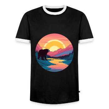 Bär Buntes Aquarell Cartoon Kawaii Tier - Männer Kontrast-T-Shirt - Schwarz/Weiß - Vorne - AI Model Female 172 light (172cm) & AI Model Male 178 light (178cm)