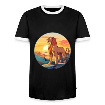 Chimère Aquarelle Colorée Dessin Animé Kawaii Animal - T-shirt contrasté Homme - noir/blanc - Devant - AI Model Female 172 light (172cm) & AI Model Male 178 light (178cm)