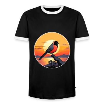 Bouvreuil coloré aquarelle dessin animé kawaii animal de compagnie - T-shirt contrasté Homme - noir/blanc - Devant - AI Model Female 172 light (172cm) & AI Model Male 178 light (178cm)