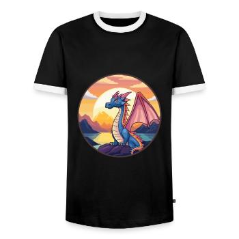 Drache Buntes Aquarell Cartoon Kawaii Tier - Männer Kontrast-T-Shirt - Schwarz/Weiß - Vorne - AI Model Female 172 light (172cm) & AI Model Male 178 light (178cm)