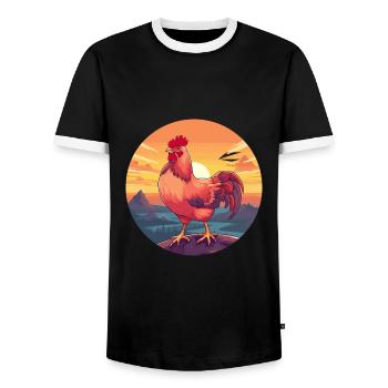 Huhn buntes Aquarell Cartoon Kawaii Tier - Männer Kontrast-T-Shirt - Schwarz/Weiß - Vorne - AI Model Female 172 light (172cm) & AI Model Male 178 light (178cm)