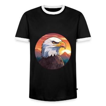 Eagle Colorful Watercolor Cartoon Kawaii Animal - Men's Ringer Shirt - black/white - Front - AI Model Female 172 light (172cm) & AI Model Male 178 light (178cm)
