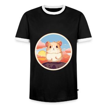 Hamster Buntes Aquarell Cartoon Kawaii Tier - Männer Kontrast-T-Shirt - Schwarz/Weiß - Vorne - AI Model Female 172 light (172cm) & AI Model Male 178 light (178cm)
