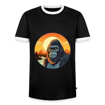 Gorilla Buntes Aquarell Cartoon Kawaii Tier - Männer Kontrast-T-Shirt - Schwarz/Weiß - Vorne - AI Model Female 172 light (172cm) & AI Model Male 178 light (178cm)