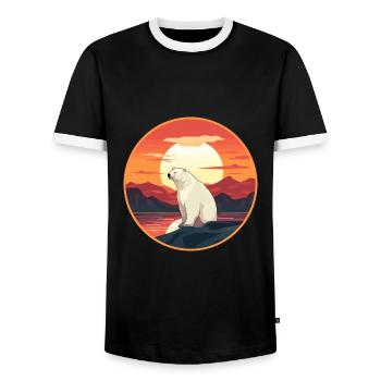 Ours polaire aquarelle colorée dessin animé kawaii animal de compagnie - T-shirt contrasté Homme - noir/blanc - Devant - AI Model Female 172 light (172cm) & AI Model Male 178 light (178cm)