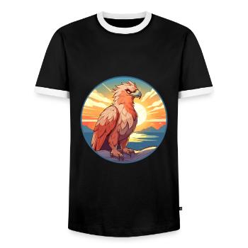 Griffon Aquarelle Colorée Dessin Animé Kawaii Animal - T-shirt contrasté Homme - noir/blanc - Devant - AI Model Female 172 light (172cm) & AI Model Male 178 light (178cm)