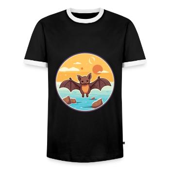 Fledermaus Aquarell Cartoon Kawaii Clipart Tier - Männer Kontrast-T-Shirt - Schwarz/Weiß - Vorne - AI Model Female 172 light (172cm) & AI Model Male 178 light (178cm)