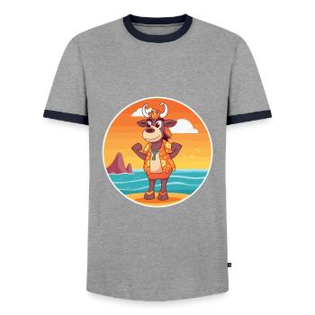 Bongo Aquarell Cartoon Kawaii Clipart Tier - Männer Kontrast-T-Shirt - Grau/Navy  - Vorne - AI Model Female 172 light (172cm) & AI Model Male 178 light (178cm)