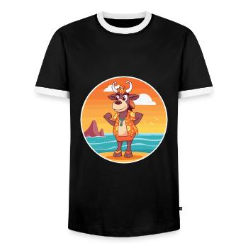 Bongo Aquarell Cartoon Kawaii Clipart Tier - Männer Kontrast-T-Shirt - Schwarz/Weiß - Vorne - AI Model Female 172 light (172cm) & AI Model Male 178 light (178cm)