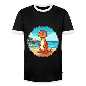 Lizard Watercolor Cartoon Kawaii Clipart Animal - Men's Ringer Shirt - black/white - Front - AI Model Female 172 light (172cm) & AI Model Male 178 light (178cm)