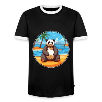Panda Aquarell Karikatur Kawaii Clipart Tier - Männer Kontrast-T-Shirt - Schwarz/Weiß - Vorne - AI Model Female 172 light (172cm) & AI Model Male 178 light (178cm)
