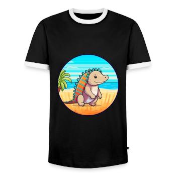 Armadillo Watercolor Cartoon Kawaii Clipart Animal - Men's Ringer Shirt - black/white - Front - AI Model Female 172 light (172cm) & AI Model Male 178 light (178cm)