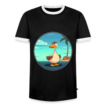 Ente Aquarell Cartoon Kawaii Clipart Tier - Männer Kontrast-T-Shirt - Schwarz/Weiß - Vorne - AI Model Female 172 light (172cm) & AI Model Male 178 light (178cm)