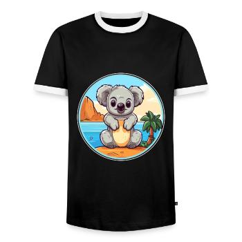 Koala Watercolor Cartoon Kawaii Clipart Animal - Men's Ringer Shirt - black/white - Front - AI Model Female 172 light (172cm) & AI Model Male 178 light (178cm)