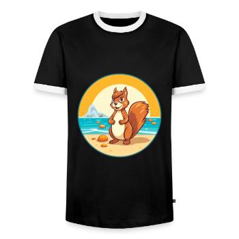 écureuil aquarelle dessin animé Kawaii Clipart Animal - T-shirt contrasté Homme - noir/blanc - Devant - AI Model Female 172 light (172cm) & AI Model Male 178 light (178cm)