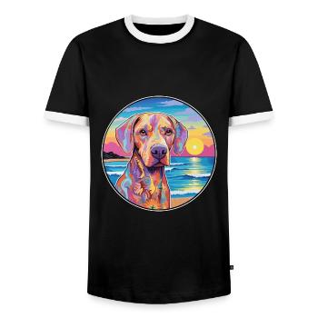 Braque Saint Germain Hunderasse Bunte Karikatur Wa - Männer Kontrast-T-Shirt - Schwarz/Weiß - Vorne - AI Model Female 172 light (172cm) & AI Model Male 178 light (178cm)