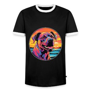 Cordoba Chien De Combat Race Coloré Cartoon Waterc - T-shirt contrasté Homme - noir/blanc - Devant - AI Model Female 172 light (172cm) & AI Model Male 178 light (178cm)