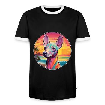 Inka Haarlose Hunderasse Bunte Karikatur Watercolo - Männer Kontrast-T-Shirt - Schwarz/Weiß - Vorne - AI Model Female 172 light (172cm) & AI Model Male 178 light (178cm)