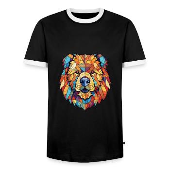 Chow Chow Hunderasse Aquarellglas Illustration - Männer Kontrast-T-Shirt - Schwarz/Weiß - Vorne - AI Model Female 172 light (172cm) & AI Model Male 178 light (178cm)