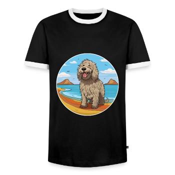 Bergamasco Schäferhund Hund Rasse Cartoon Kawaii Hund - Männer Kontrast-T-Shirt - Schwarz/Weiß - Vorne - AI Model Female 172 light (172cm) & AI Model Male 178 light (178cm)