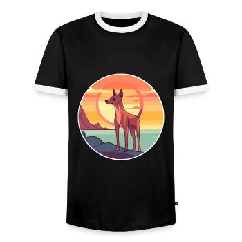 Cirneco Dell Etna race de chien dessin animé Kawaii Clipart - T-shirt contrasté Homme - noir/blanc - Devant - AI Model Female 172 light (172cm) & AI Model Male 178 light (178cm)