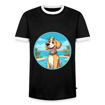 Cierny Sery Dog Breed Cartoon Kawaii Clipart Dog - Men's Ringer Shirt - black/white - Front - AI Model Female 172 light (172cm) & AI Model Male 178 light (178cm)