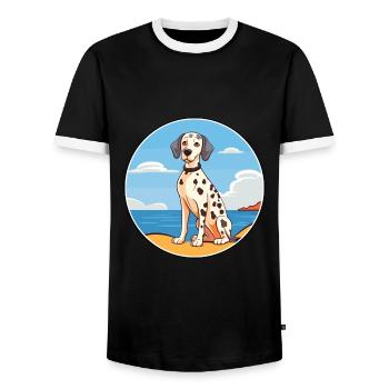 Dalmatiner Hund Rasse Cartoon Kawaii Clipart Hund Haustier - Männer Kontrast-T-Shirt - Schwarz/Weiß - Vorne - AI Model Female 172 light (172cm) & AI Model Male 178 light (178cm)