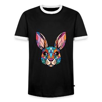 Illustration d’animaux de compagnie aquarelle colorée aquarelle de lapin - T-shirt contrasté Homme - noir/blanc - Devant - AI Model Female 172 light (172cm) & AI Model Male 178 light (178cm)