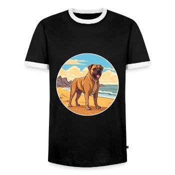 Perro de Presa Canario Hunderasse Cartoon Kawaii - Männer Kontrast-T-Shirt - Schwarz/Weiß - Vorne - AI Model Female 172 light (172cm) & AI Model Male 178 light (178cm)