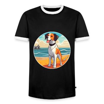 Owczarek Podhalanski Hunderasse Karikatur Kawaii Hund - Männer Kontrast-T-Shirt - Schwarz/Weiß - Vorne - AI Model Female 172 light (172cm) & AI Model Male 178 light (178cm)