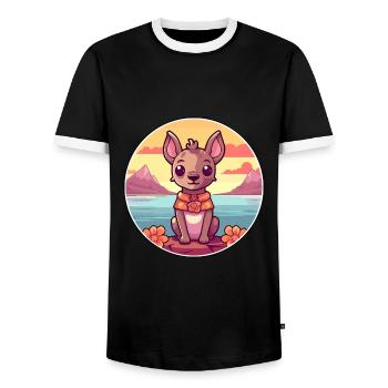 Chien d’orchidée inca péruvienne race dessin animé Kawaii chien - T-shirt contrasté Homme - noir/blanc - Devant - AI Model Female 172 light (172cm) & AI Model Male 178 light (178cm)